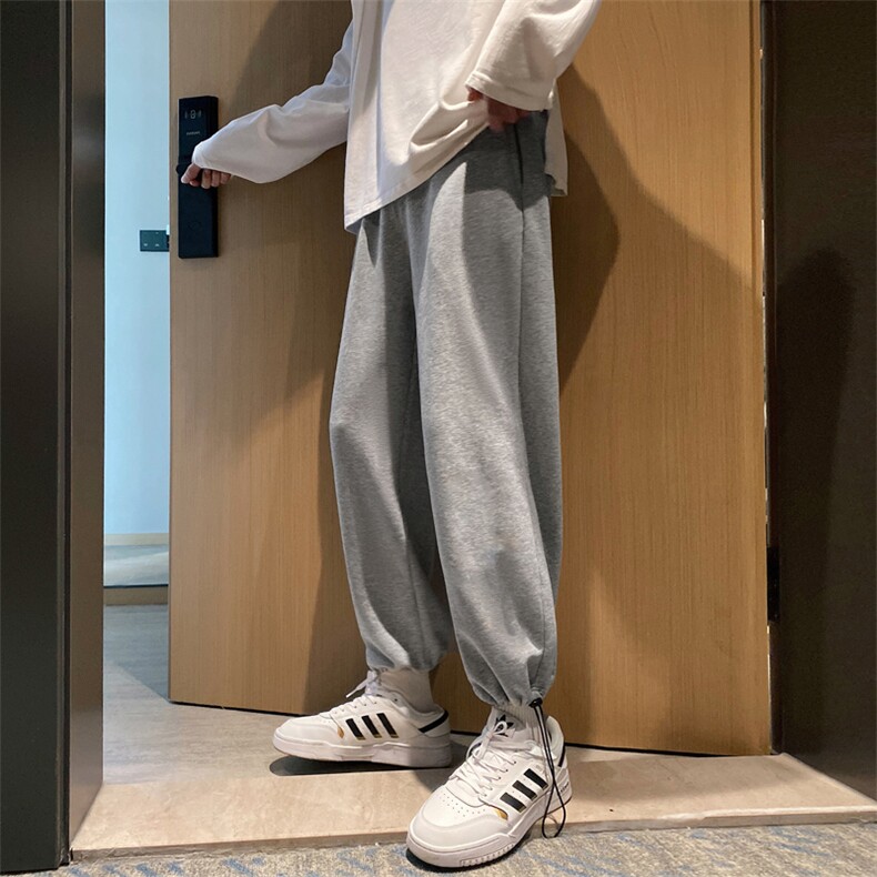 卫裤男生春秋季高级感束脚运动九分裤子青少年宽松阔腿大码休闲裤,男装休闲裤,电商B371