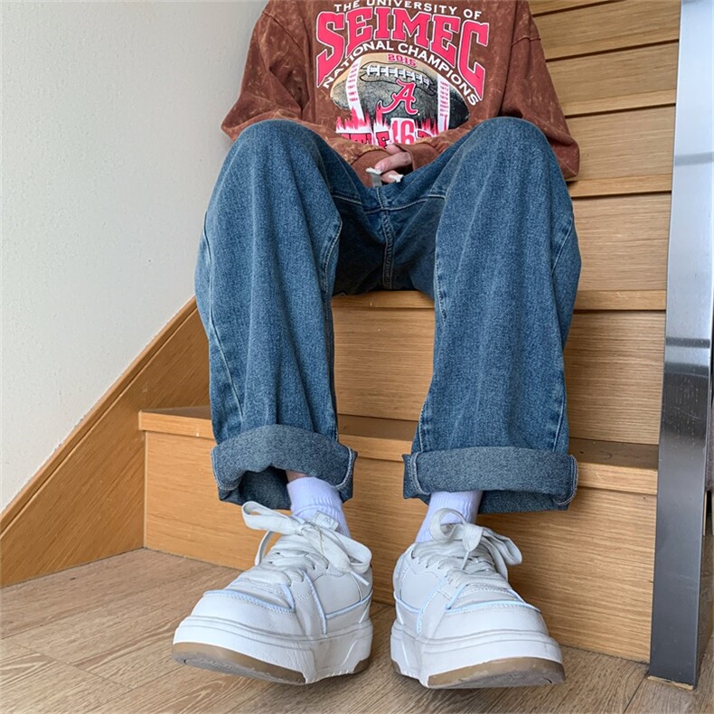 松紧腰牛仔裤子男秋季高街直筒宽松垂感阔腿裤A080-9291-P35,男装牛仔裤,电商A080