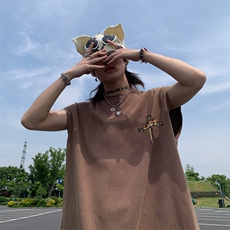 美式十字架印花水洗做旧夏无袖背心/马甲/坎肩XZ514-2-1309-P35，男装背心/马甲，星座514-2(原B239)