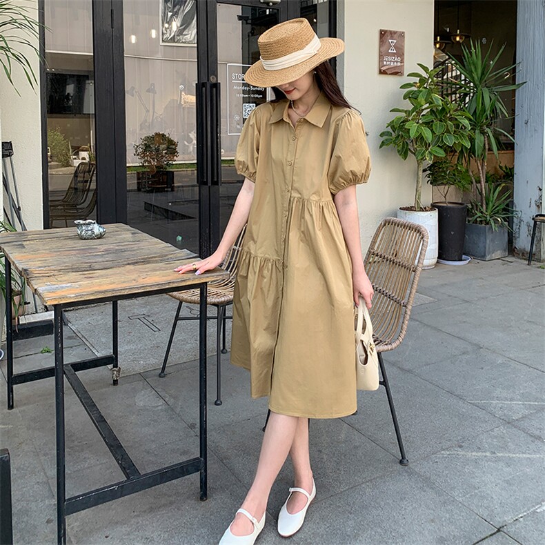《现货新品》翻领宽松舒服衬衫连衣裙,女装连衣裙,MQ