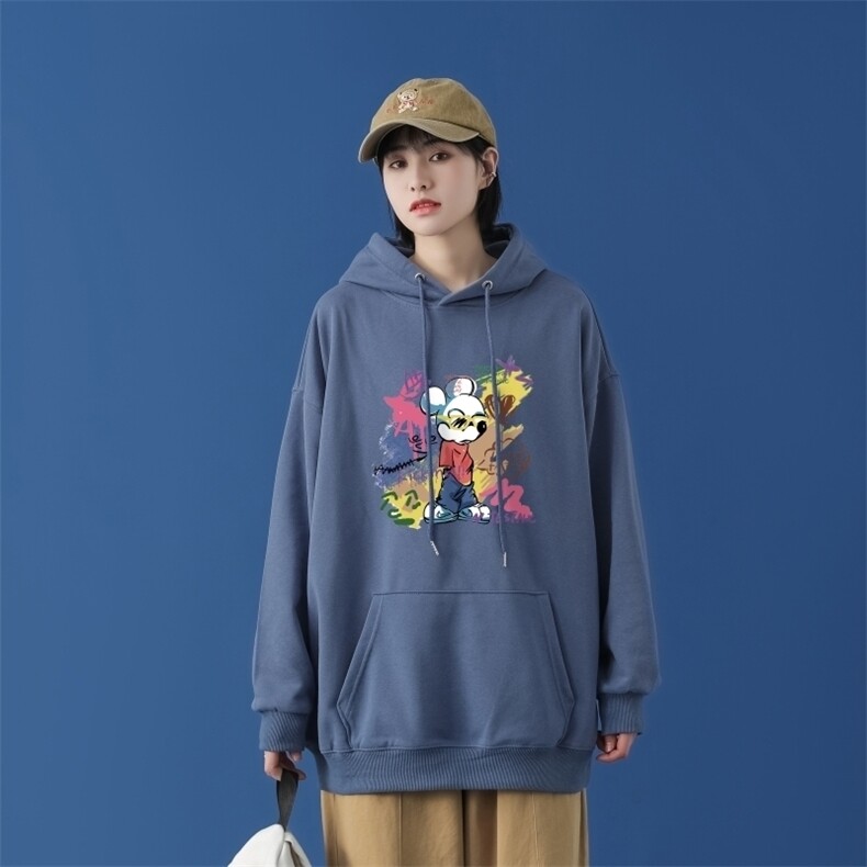 L2561P48中性模特新款卫衣男装宽松港风日系外套连帽衣服宽松卫衣图片