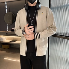 秋季新款针织开衫男小蜜蜂绣花男式外套夹克韩版修身毛衣M802，男装针织衫/毛衣，星座1116A-2（原606A-1）