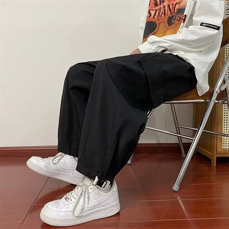 美式潮牌工装裤男士春秋季高级感痞帅宽松秋装运动男款休闲长裤子,男装休闲裤,四季星座218-1