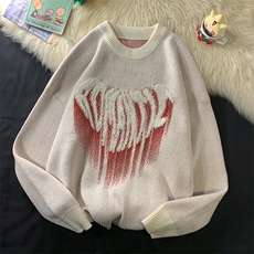 中性风21新款潮流爱心提花男毛衣情侣毛线套头衫XJ476P75限98，男装针织衫/毛衣，电商A089-1