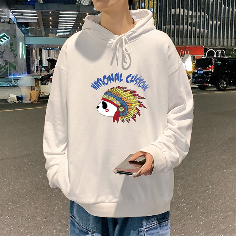 WY2196-P35加绒款-P40纯棉连帽卫衣男大码运动帽衫宽松薄外套男，男装卫衣，电商A040