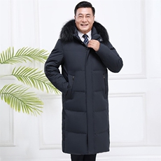 2025年长款过膝盖加绒加厚休闲商务爸爸装羽绒服真毛领yr08-P260，男装羽绒服，星座1210A