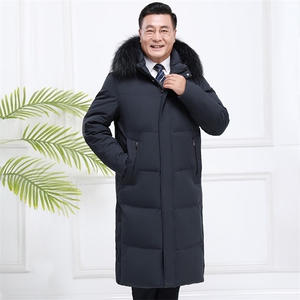 2025年长款过膝盖加绒加厚休闲商务爸爸装羽绒服真毛领yr08-P260图片
