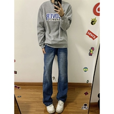 B221美式ins高街暗黑光版修身微喇牛仔裤LK23137-P55控78，男装牛仔裤，电商B221