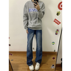 B221 美式ins高街暗黑光版修身微喇牛仔裤 LK23137-P55 控78图片