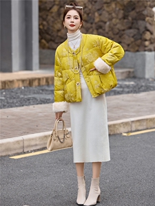 新中式90提花羽绒服2025年冬季新款高级感优雅气质白鸭外套图片