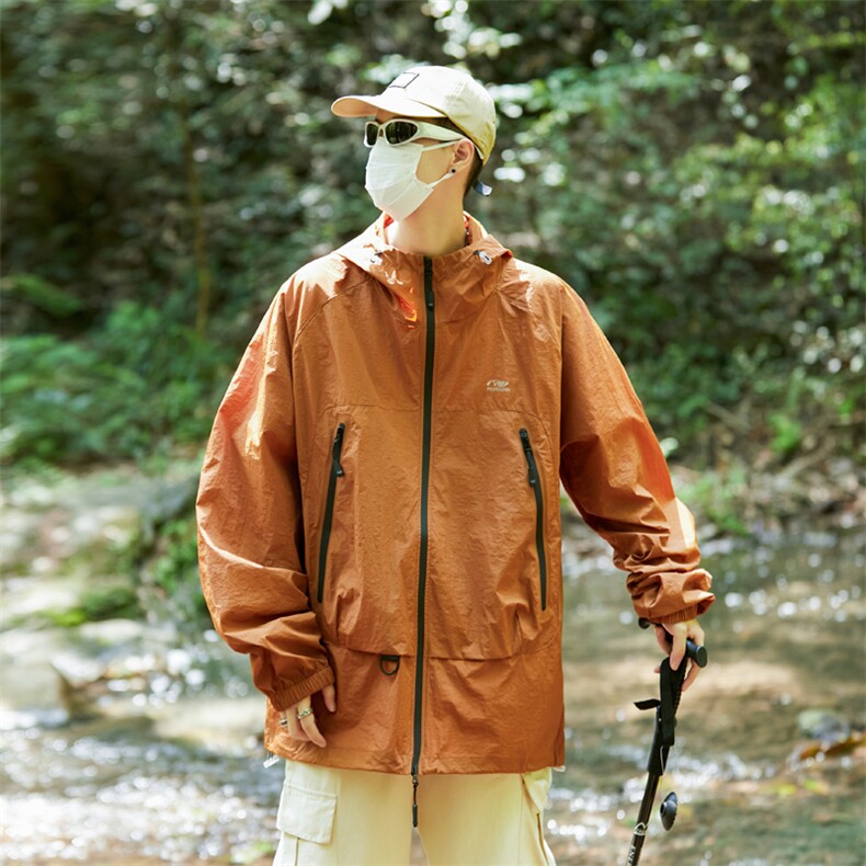 夏季男款防晒服户外透气凉感轻薄潮牌连帽宽松休闲外套F0151-P45图片
