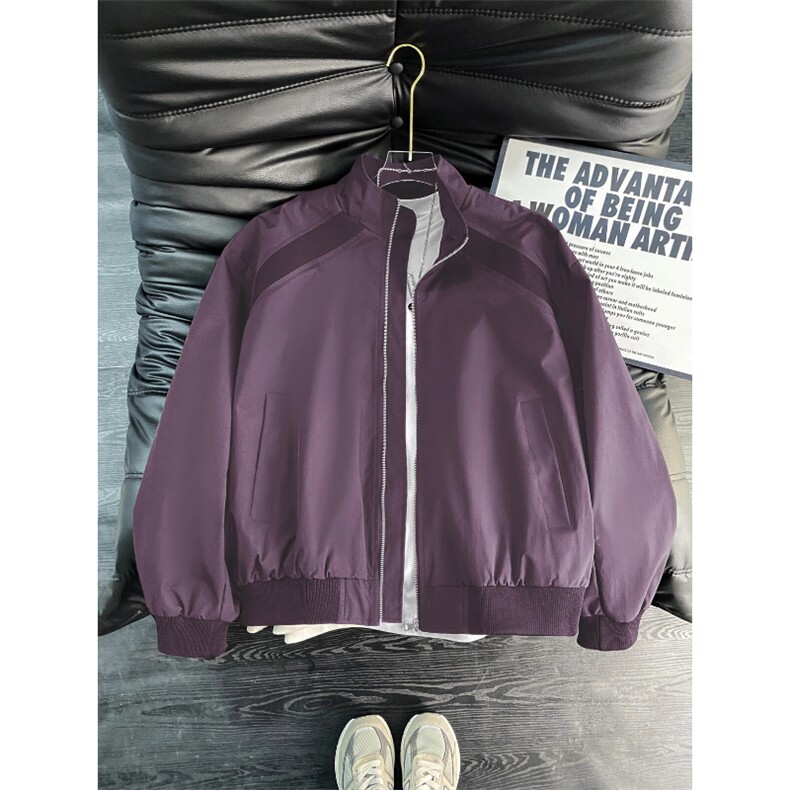 春季夹克男拼接螺纹立领美式飞行棒球服外套抖音得物品质6165-P32，男装夹克，星座207