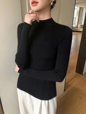 2025年秋季新款百搭半高圆领针织衫，女装针织衫/毛衣，鄂维那特