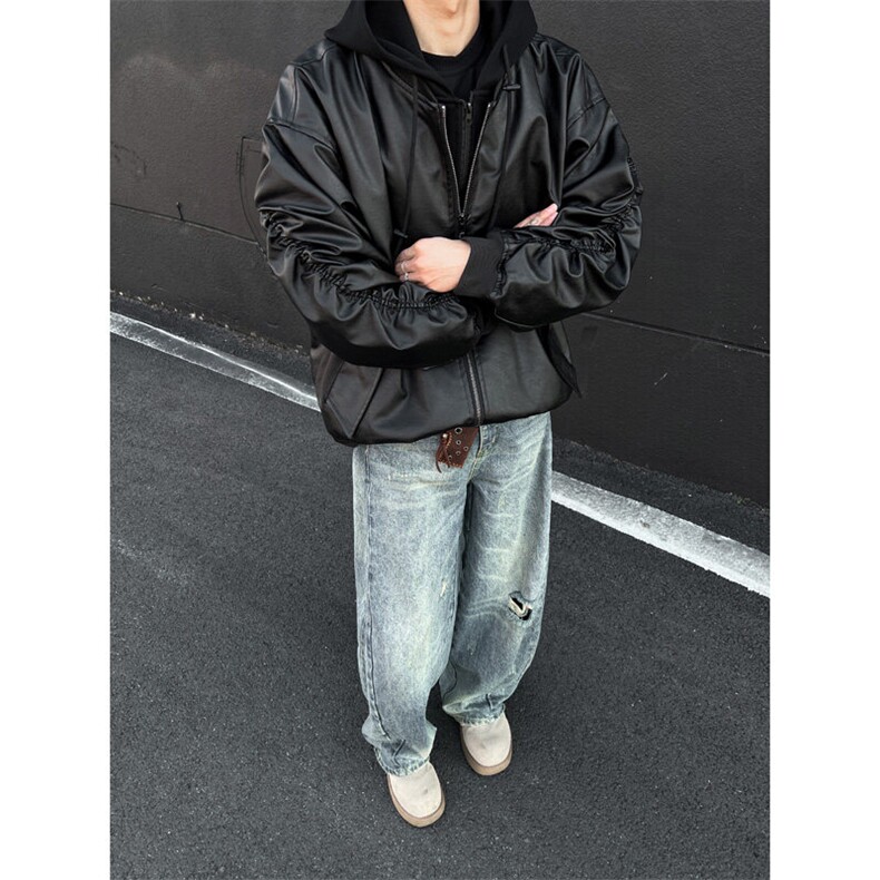 美式pu皮假两件夹克外套男CP112-特p95,男装夹克,电商B371