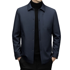 男士翻领纯色棉服冬季新款中年商务休闲加厚保暖棉衣外套男装图片