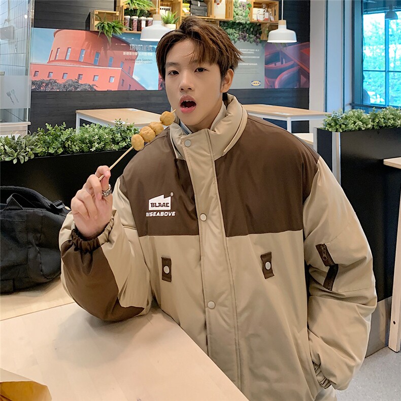 EQ333可脱卸帽子撞色工装棉衣外套男2024新款冬季冲锋衣棉服,男装棉衣,电商C306-1