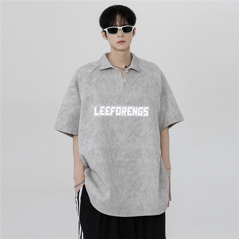 小众男装插肩袖夏季新品细闪polo衫短袖运动潮牌t恤T63-P38,男装T恤,电商C307