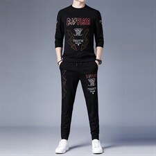 春秋季男士长袖t恤男2023年中青年休闲运动套装春季男装两件套潮，男装休闲套装，电商B212（原钱塘6029）