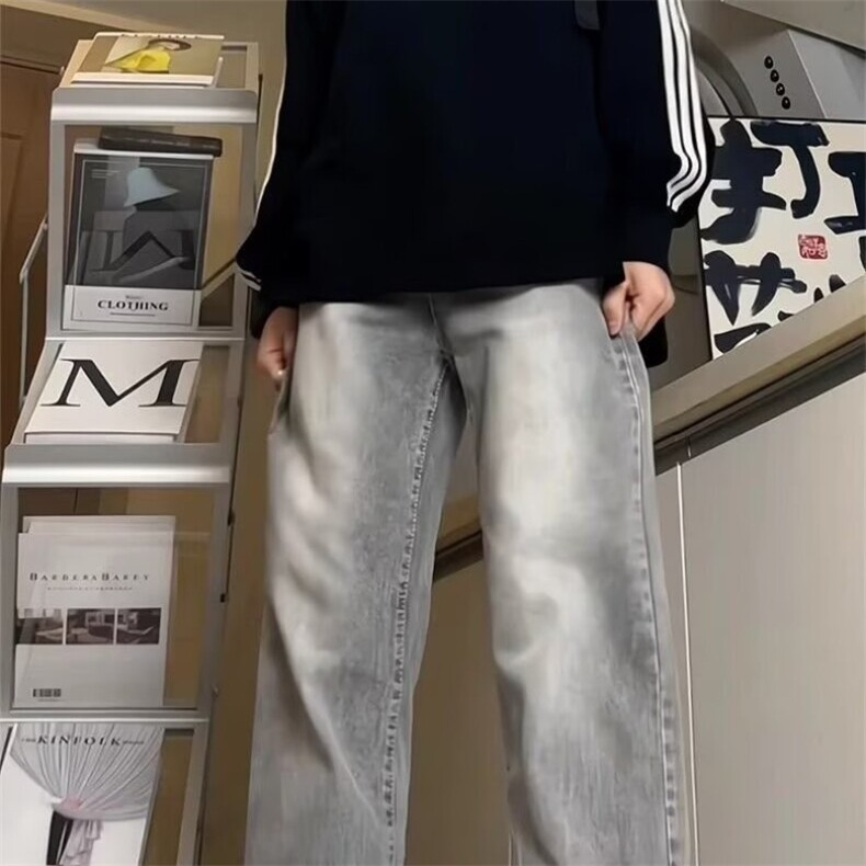 1506/QA9990/P46秋季美式高街裤子黑色弯刀喇直筒裤男生,男装休闲裤,星座1506