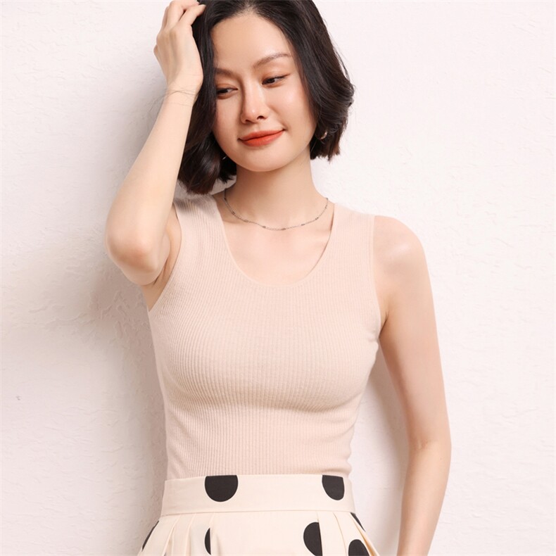 女士精纺吊带秋冬新款洋气时尚百搭显瘦内搭打底吊带图片