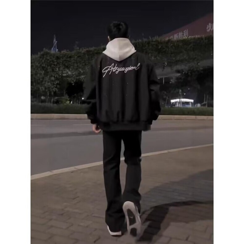 春秋季闪电印花棒球服外套美式复古潮牌ins超火痞帅宽松夹克,男装夹克,星座1210-1