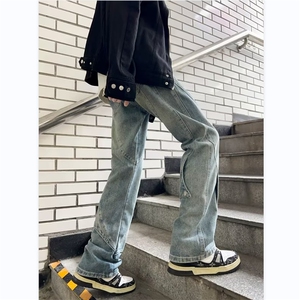 牛仔裤男韩版潮流拼接个性高街帅2024秋冬新款ins长裤RK1057-P48图片