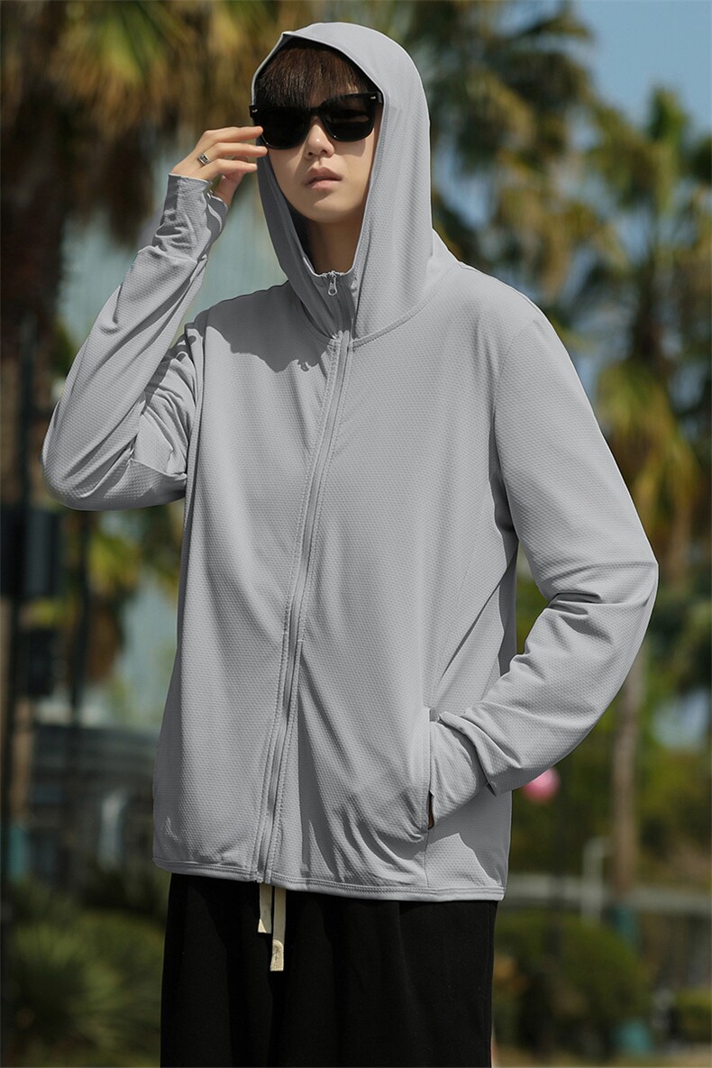夏款凉感时尚防晒衣潮防紫外线面料纯色连帽上衣外套男2088-P40,男装防晒衣,电商A441-1