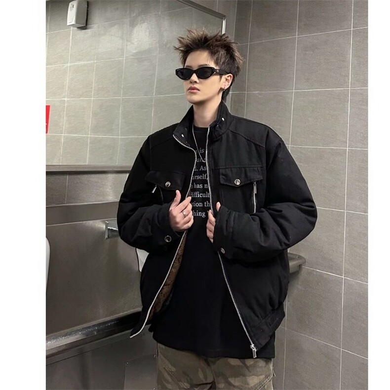 小众痞夹克外套男女冬美式解构设计感保暖帆布工装棉服MF341-P138,男装棉衣,星座412-2
