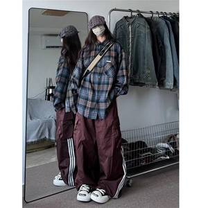 衬衫男女高级感痞帅春秋季美式复古外套小众情侣长袖衬衣CS333图片