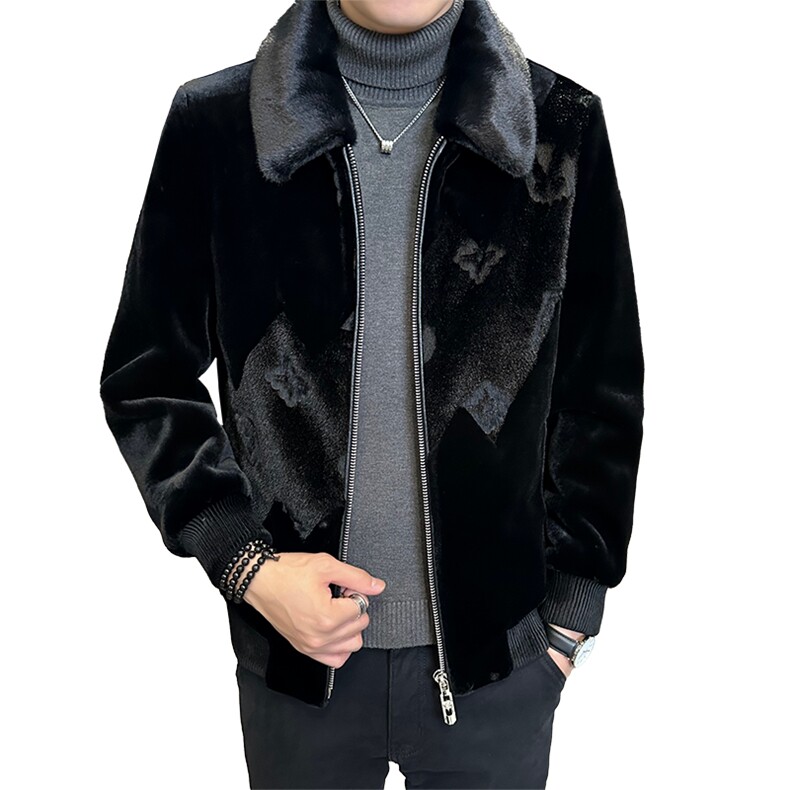 男士商务休闲纯色夹克金貂绒保暖外套中年时尚上衣ZX8928-P230,男装夹克,星座1105-3