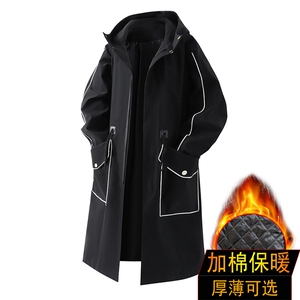 加绒加厚风衣男中长款大衣男棉衣男F080薄P105加棉P120爆景一图片