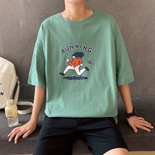 ！2021春夏纯棉男士短袖T恤学生宽松印花半袖体恤T218P20，男装T恤，电商B220