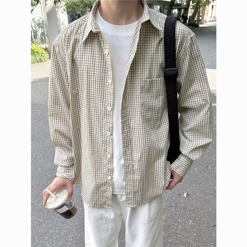 1506/Q30800/P42格子衬衫男休闲衣服潮流百搭高级感大码春秋,男装衬衫,星座1506