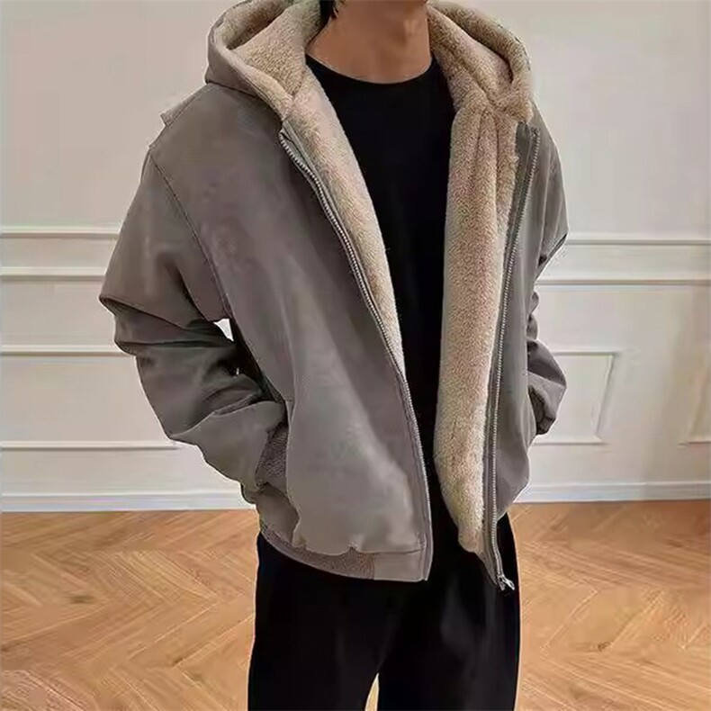 现货高品质美式冬季重磅座山雕大毛毛领pu皮棉衣男女加厚外套,男装皮衣,电商A486-1