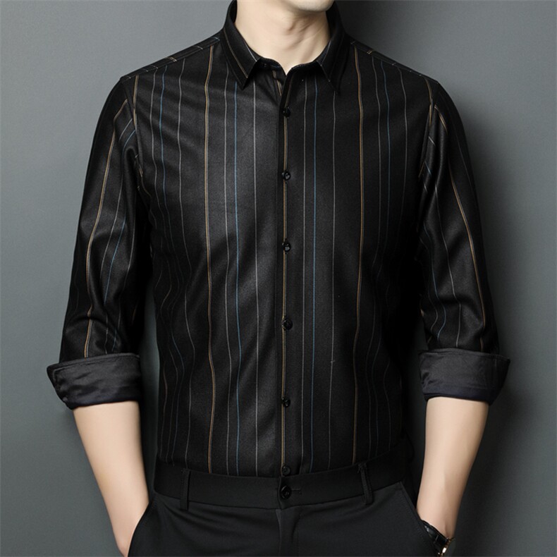 BNYT-13钱塘2020-2秋冬新款双面绒保暖衬衫男士长袖条纹衬衣P72，男装衬衫，钱塘207-2