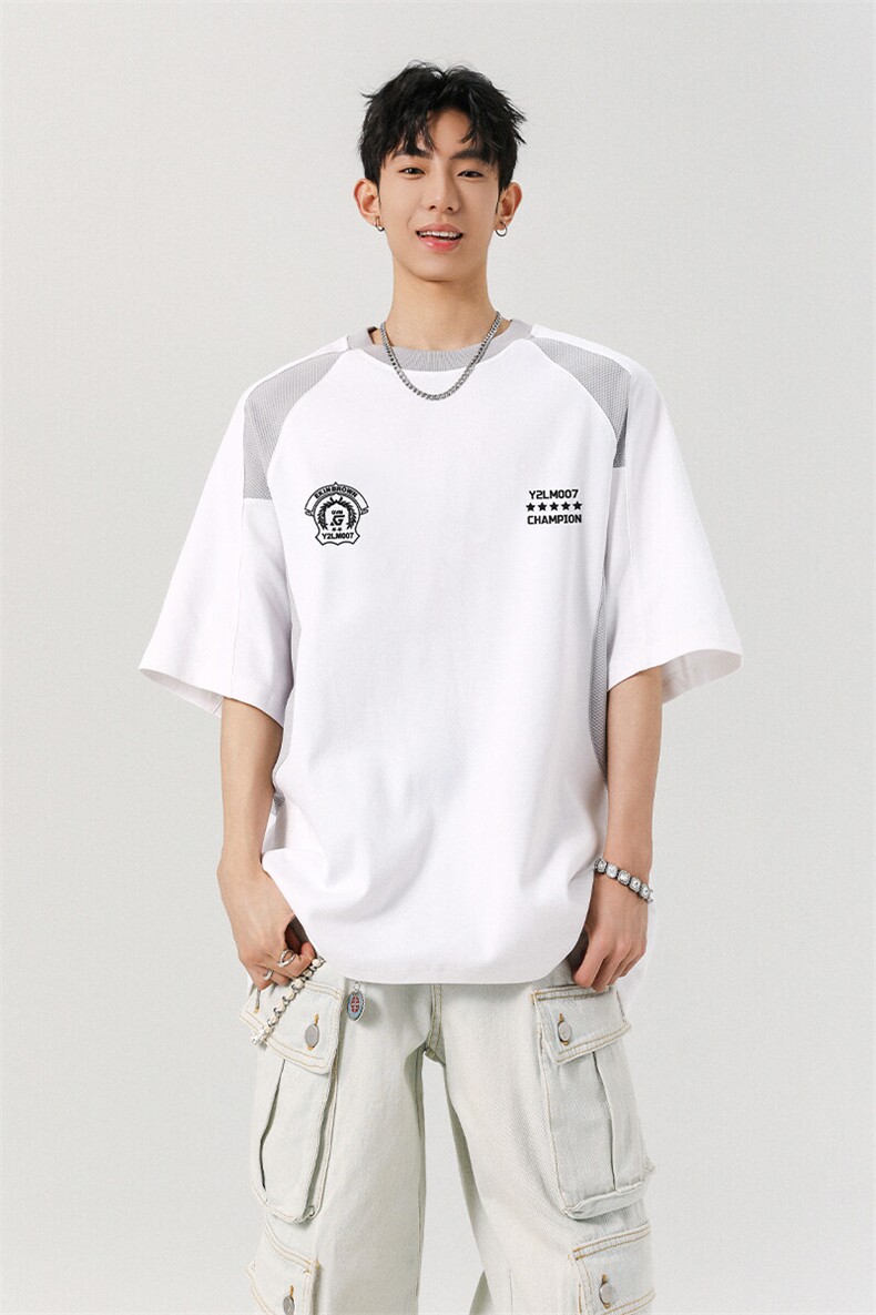 凉感双色拼接设计羽毛球球服大码M-5XL短袖T恤男DX78029P50控78,男装T恤,星座226-1