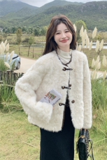 皮毛一体仿貂绒皮草外套女2025新款洋气秋冬季毛毛短款小香风，女装皮草，2C218