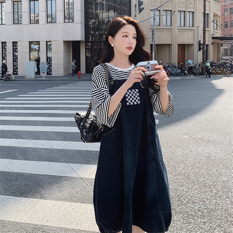 春现减龄简约花苞裙牛仔灯笼裙套装B190-F8707-P105-K158-T40-k1,女装套装/套裙,2B190