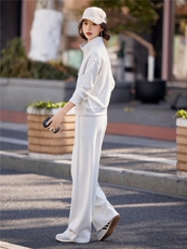 2026年新款早春高级运动感休闲卫衣卫裤老钱百搭白色女两件套套装，女装卫衣/绒衫，梦懿尔