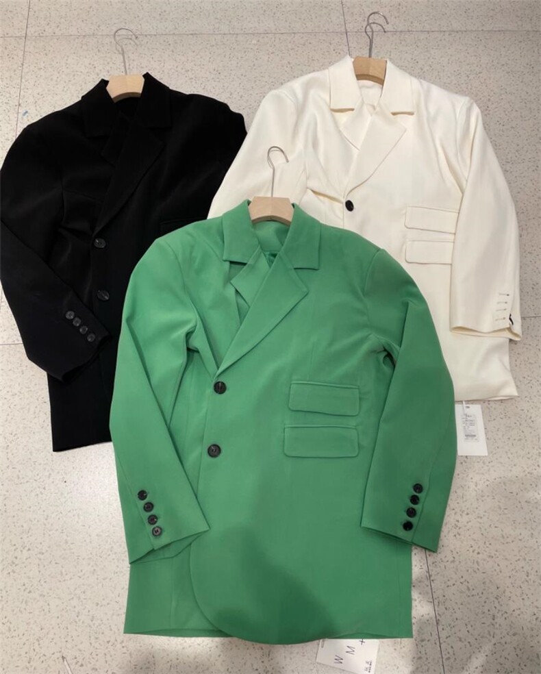 斜扣中长西装，女装西装，玩美