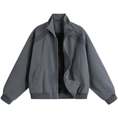 JK008平铺白底春装拼接工装立领夹克聚酯纤维(M-5XL)TP35，男装夹克，电商A088