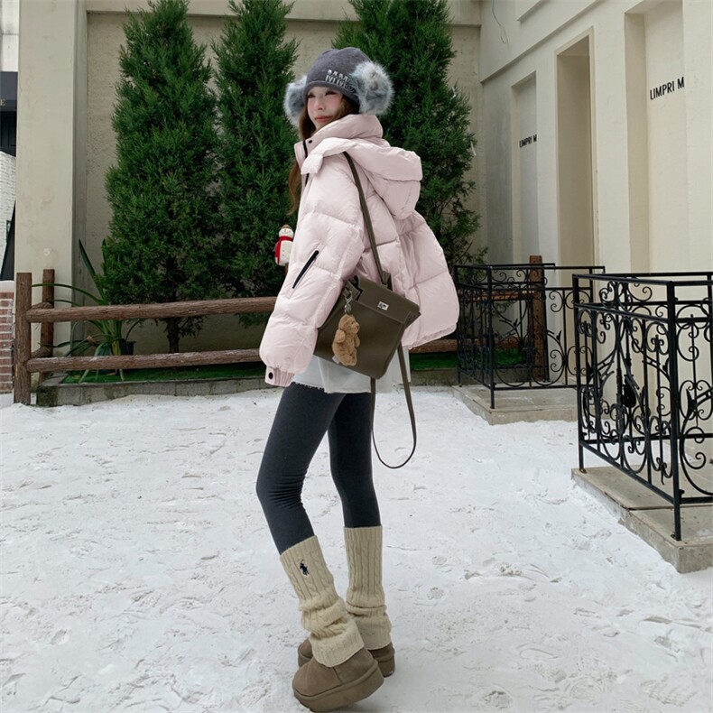 现货新款东大门加厚保暖羽绒服百搭连帽面包服女装外套,女装羽绒服,然然