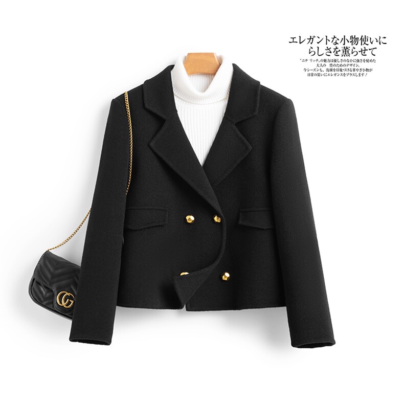 显瘦洋气小个子短款双面羊绒大衣女高端秋冬新韩版呢子羊毛呢外套，女装双面呢大衣，温鑫双面呢