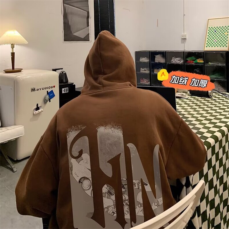 350g潮牌港风印花连帽卫衣男女休闲春秋宽松时尚上衣5116-P43网图，男装卫衣，电商B245
