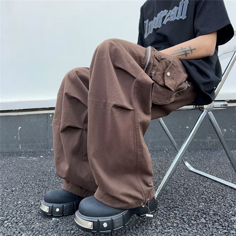 DF02-P63美式复古纯色工装裤男款潮流高街冲锋裤休闲百搭长裤潮,男装休闲裤,星座603-2