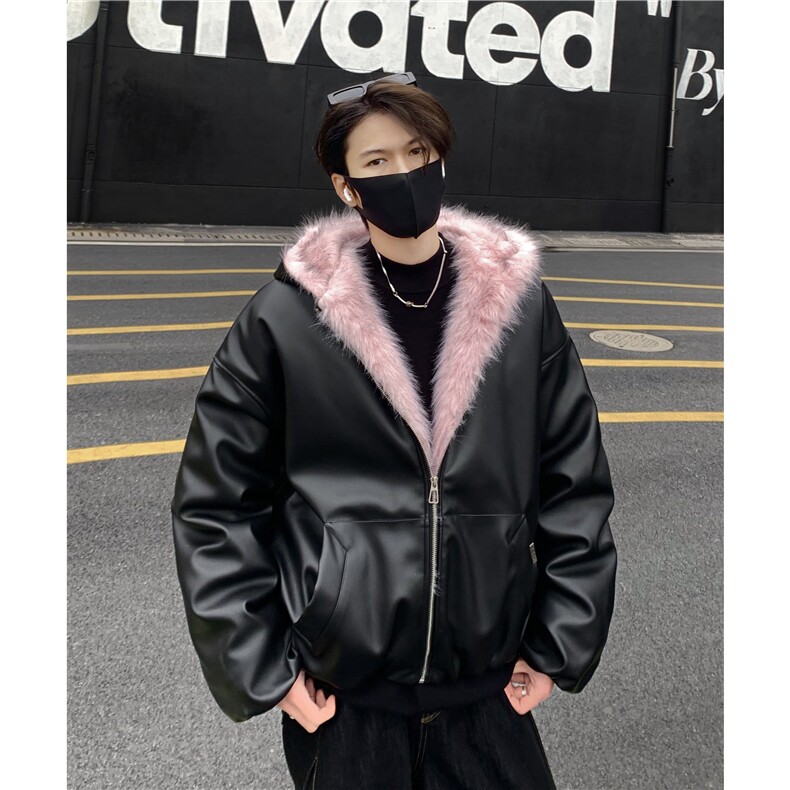 美式复古解构裁片设计加绒外套男宽松休闲座山雕皮棉服夹克潮p105,男装夹克,电商C307