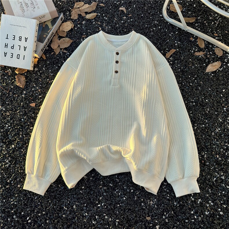 美式覆古亨利领卫衣男款春秋季宽松百搭长袖提花上衣服CT51，男装卫衣，星座601-1