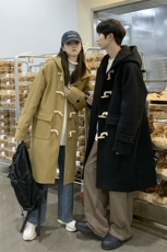 24新款加绒加厚长款牛角扣连帽毛呢大衣504-F16-P120控158，男装毛呢大衣，星座504