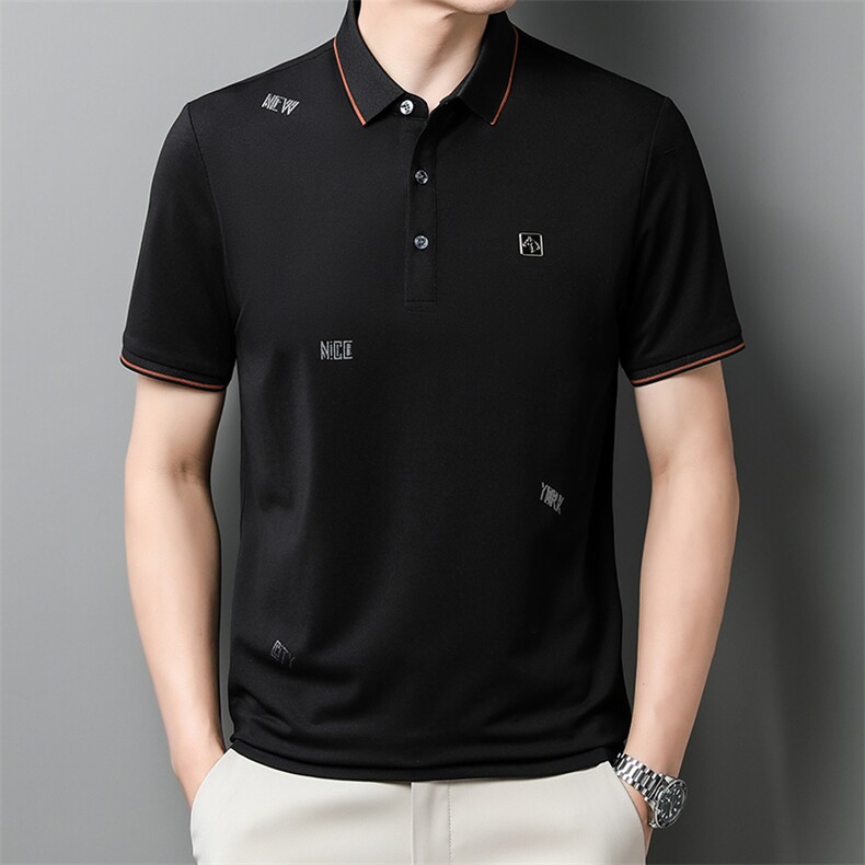 翻领宽松POLO衫短袖百搭中年2023夏季上衣潮流时尚T恤QP2296-P55,男装Polo衫,星座1105-3