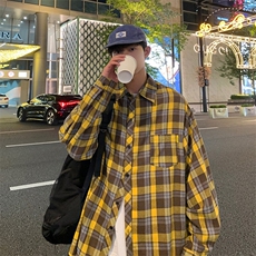 高级感青少年情侣宽松休闲外套长袖格子衬衫C2160-P32【特价】，男装衬衫，电商A007